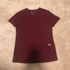 Figs Burgundy Scrub Top